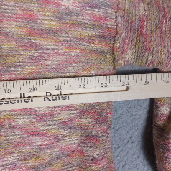 Pilcro Sweater Women's Medium Pink Speckle Knit Deep V-Neck Side Slits Oversized - Picture 5 of 12